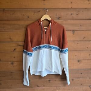 Rank45 Half Zip Hooded Pullover Western Cognac White Combo Southwestern Rodeo XL